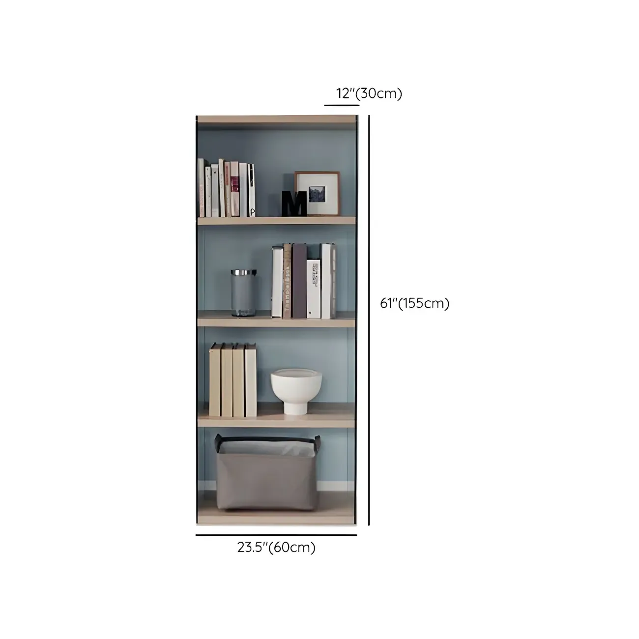 Trendy Glass and Wood Open Display Etagere Bookcase #size