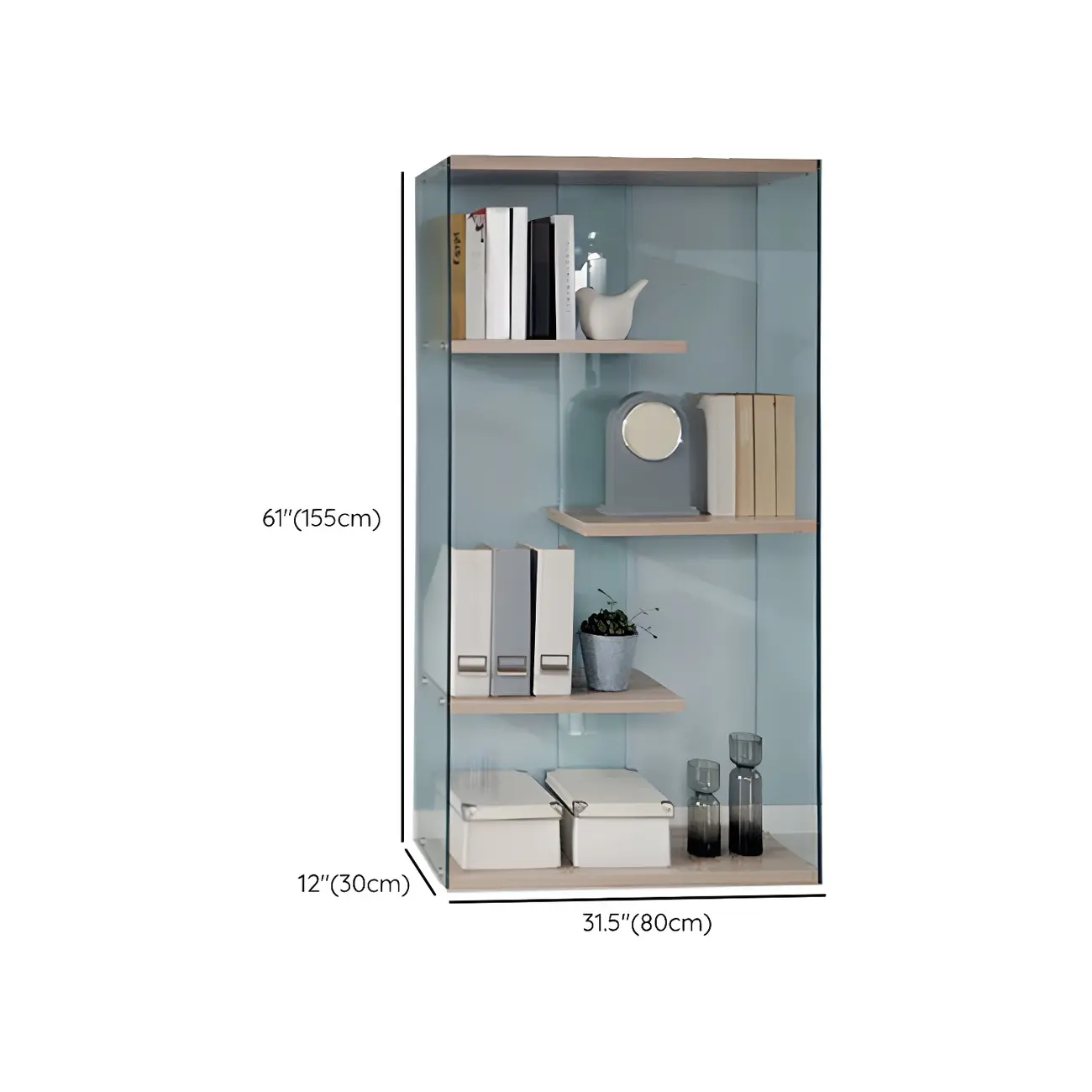 Trendy Glass and Wood Open Display Etagere Bookcase Image - 17 | homeyfad