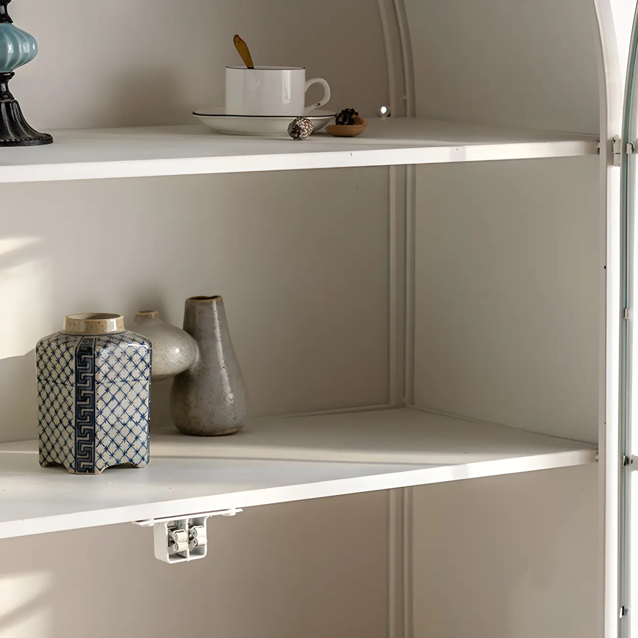 Elegant Arched Metal and Wood Storage Bookcase with Doors Image - 11 | homeyfad