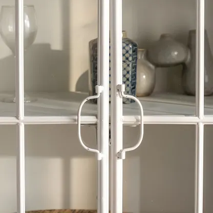 Elegant Arched Metal and Wood Storage Bookcase with Doors Image - 12