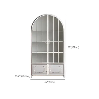 Elegant Arched Metal and Wood Storage Bookcase with Doors #size