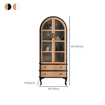 Elegant Arched Metal and Wood Storage Bookcase with Doors Image - 17