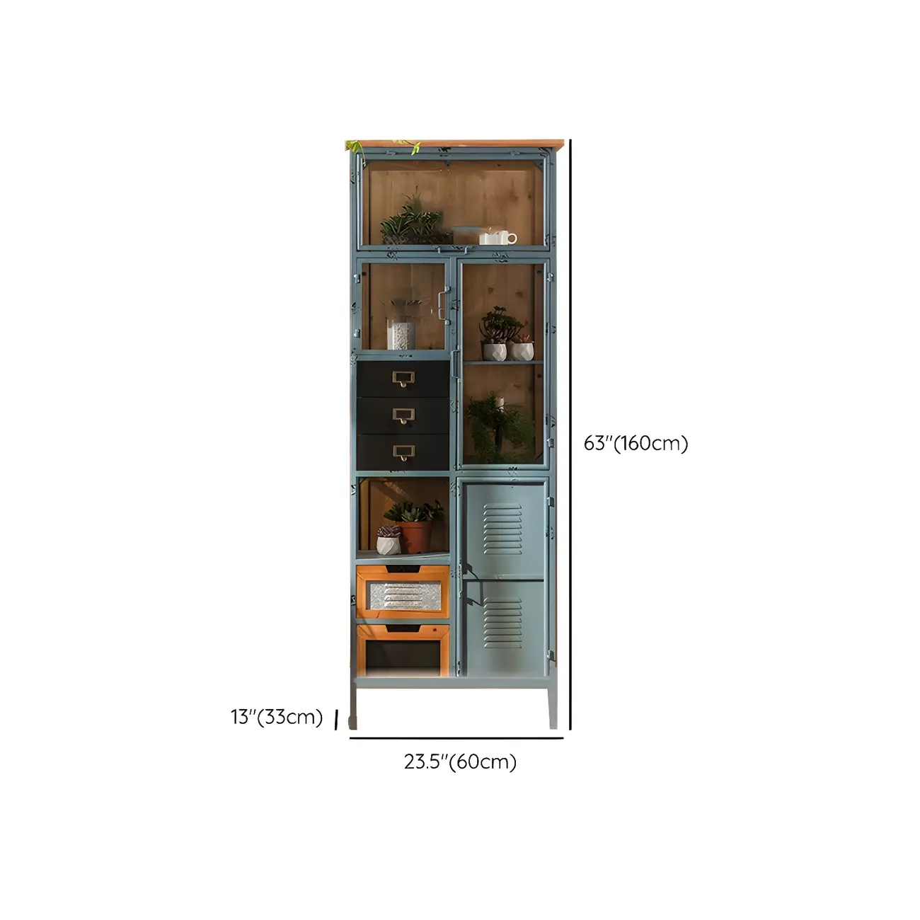 Elegant Arched Metal and Wood Storage Bookcase with Doors Image - 18 | homeyfad