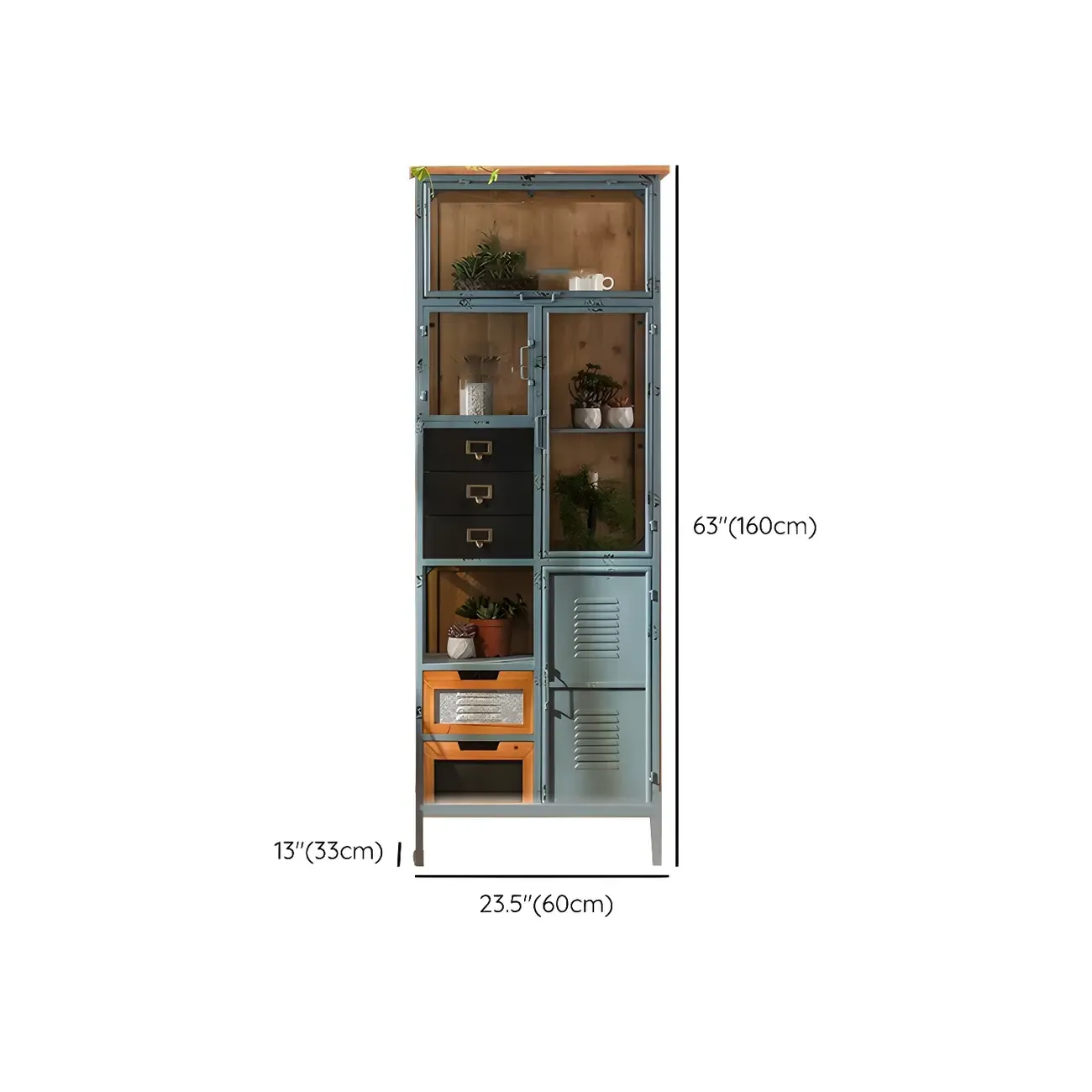 Elegant Arched Metal and Wood Storage Bookcase with Doors Image - 18