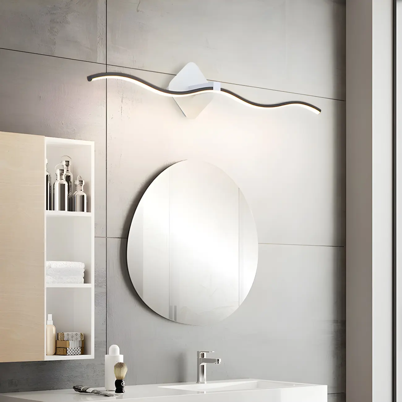 Wave LED Vanity Light with Silica Shade for Bathroom Image - 1 | homeyfad