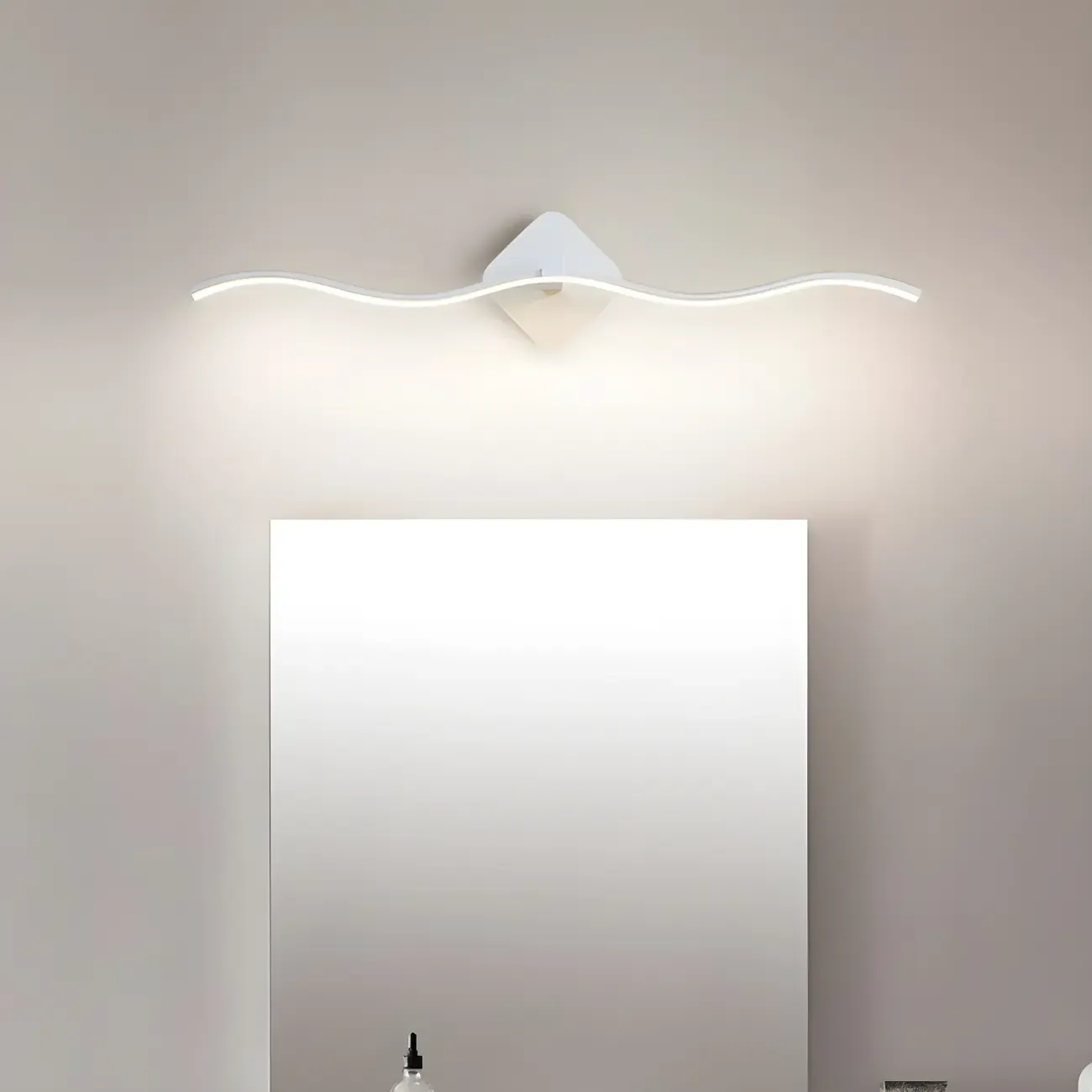 Wave LED Vanity Light with Silica Shade for Bathroom Image - 5