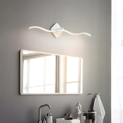 Wave LED Vanity Light with Silica Shade for Bathroom Image - 2