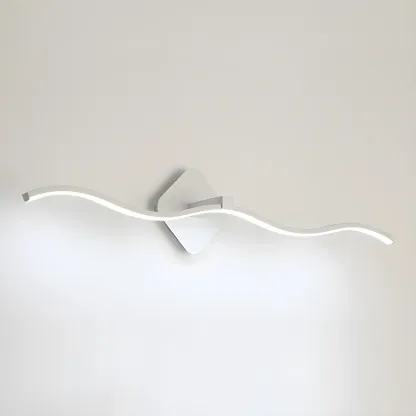 Wave LED Vanity Light with Silica Shade for Bathroom Image - 12