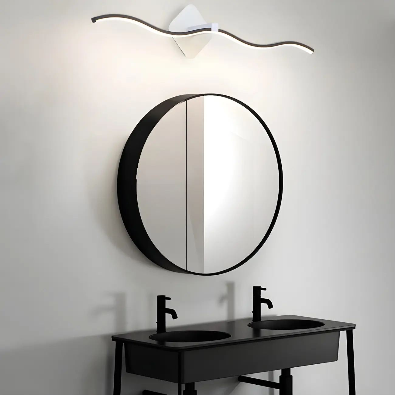 Wave LED Vanity Light with Silica Shade for Bathroom Image - 3 | homeyfad