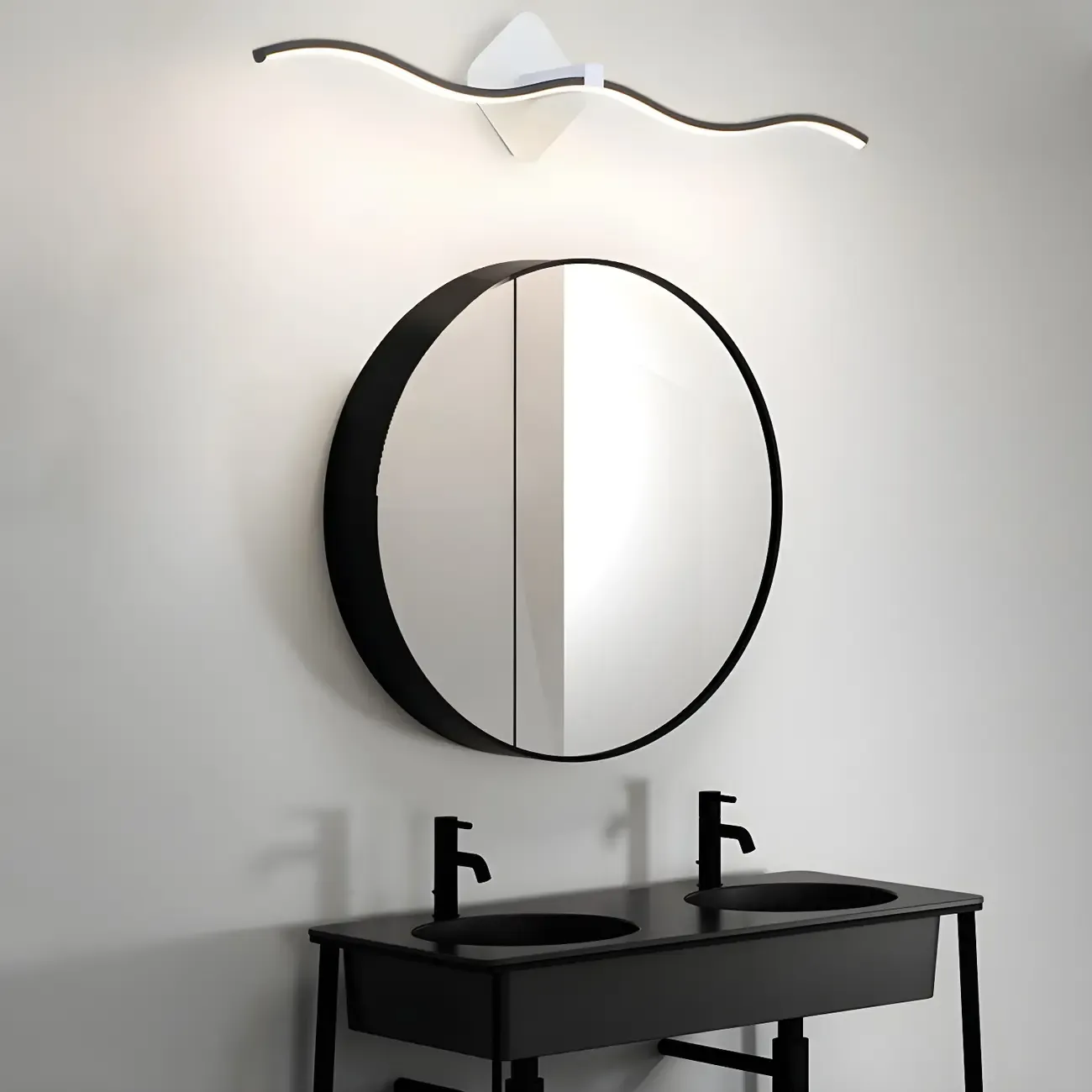 Wave LED Vanity Light with Silica Shade for Bathroom Image - 3
