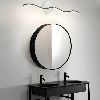 Wave LED Vanity Light with Silica Shade for Bathroom Image - 3