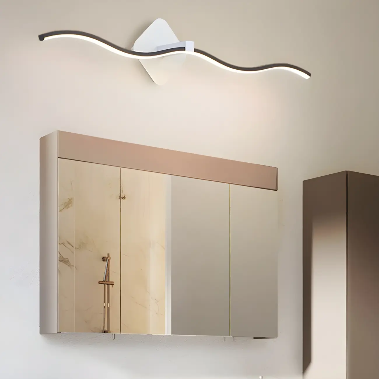 Wave LED Vanity Light with Silica Shade for Bathroom Image - 4 | homeyfad