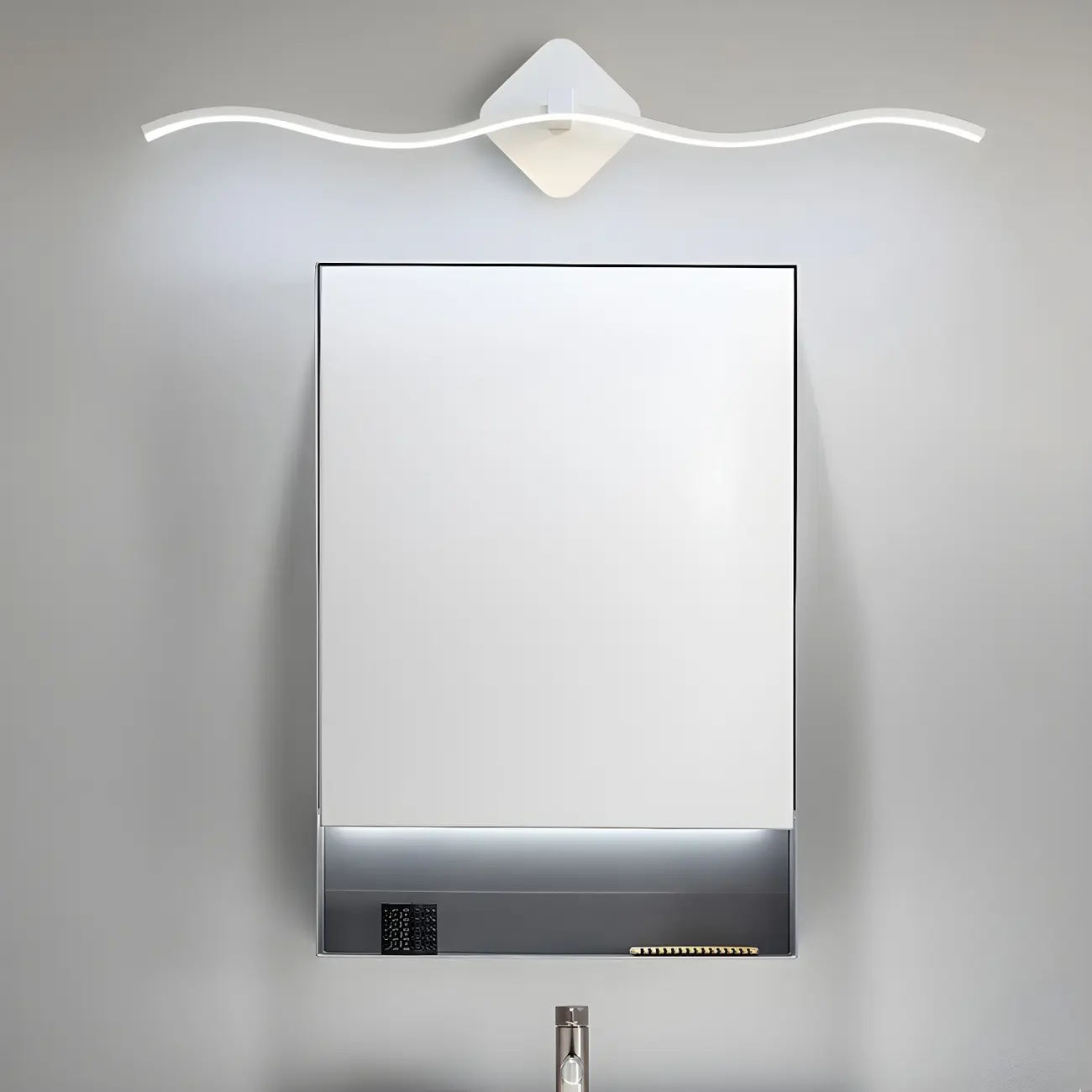 Wave LED Vanity Light with Silica Shade for Bathroom Image - 7 | homeyfad