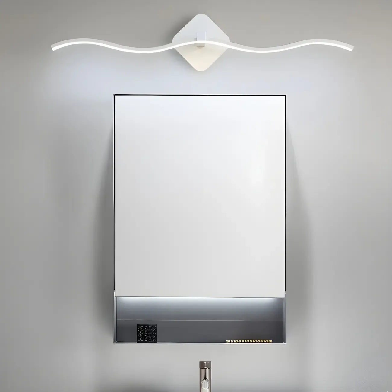 Wave LED Vanity Light with Silica Shade for Bathroom Image - 7