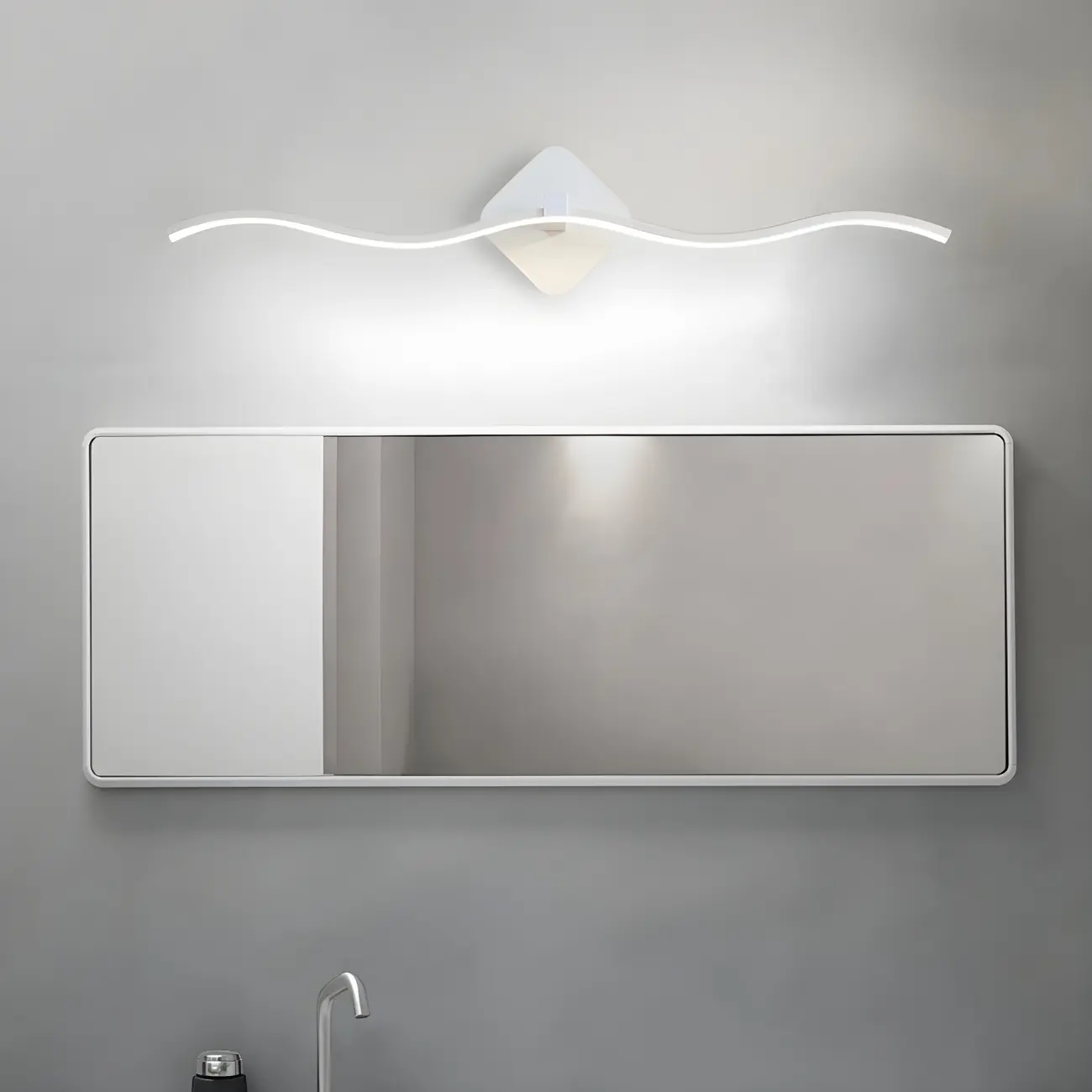 Wave LED Vanity Light with Silica Shade for Bathroom Image - 6 | homeyfad