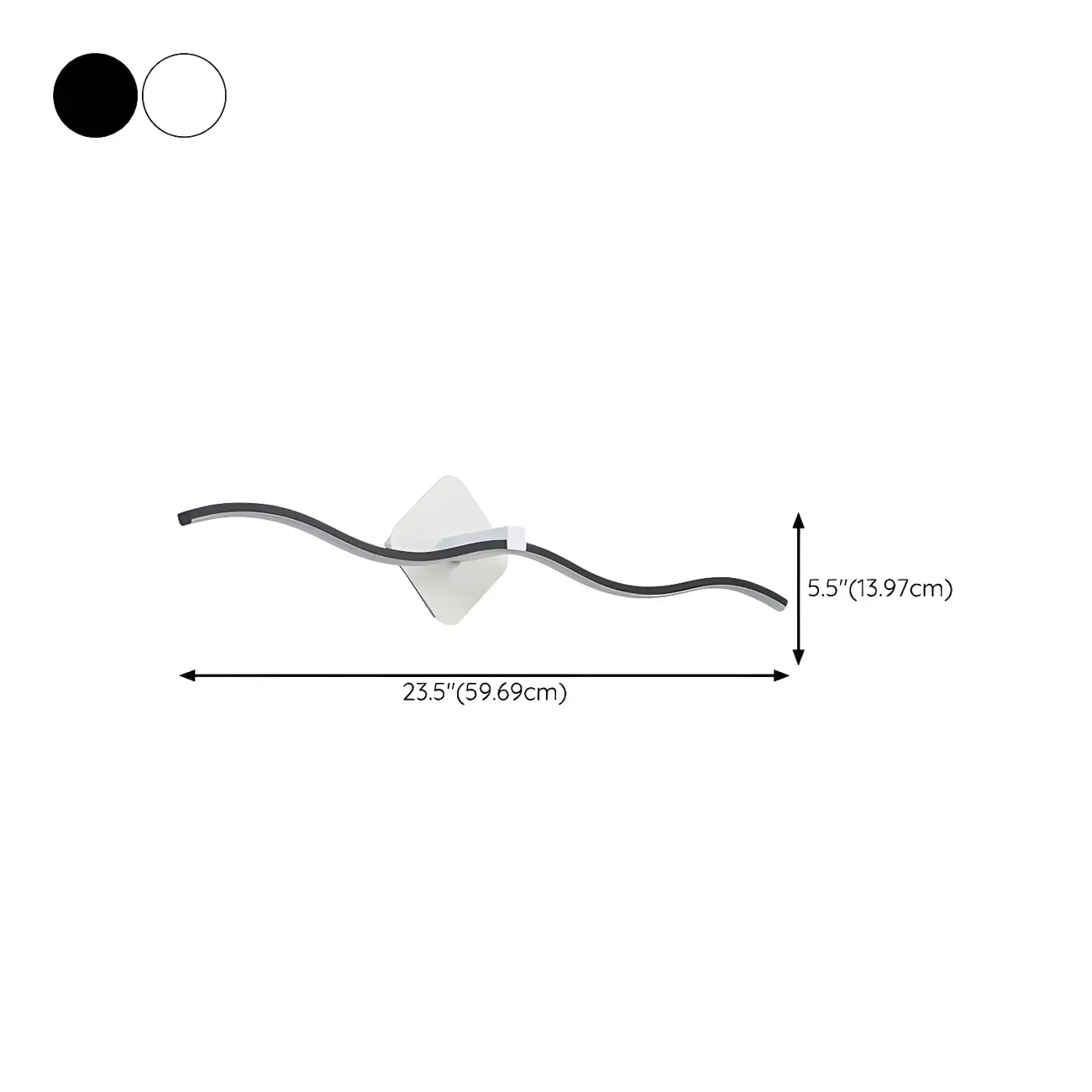 Wave LED Vanity Light with Silica Shade for Bathroom #size