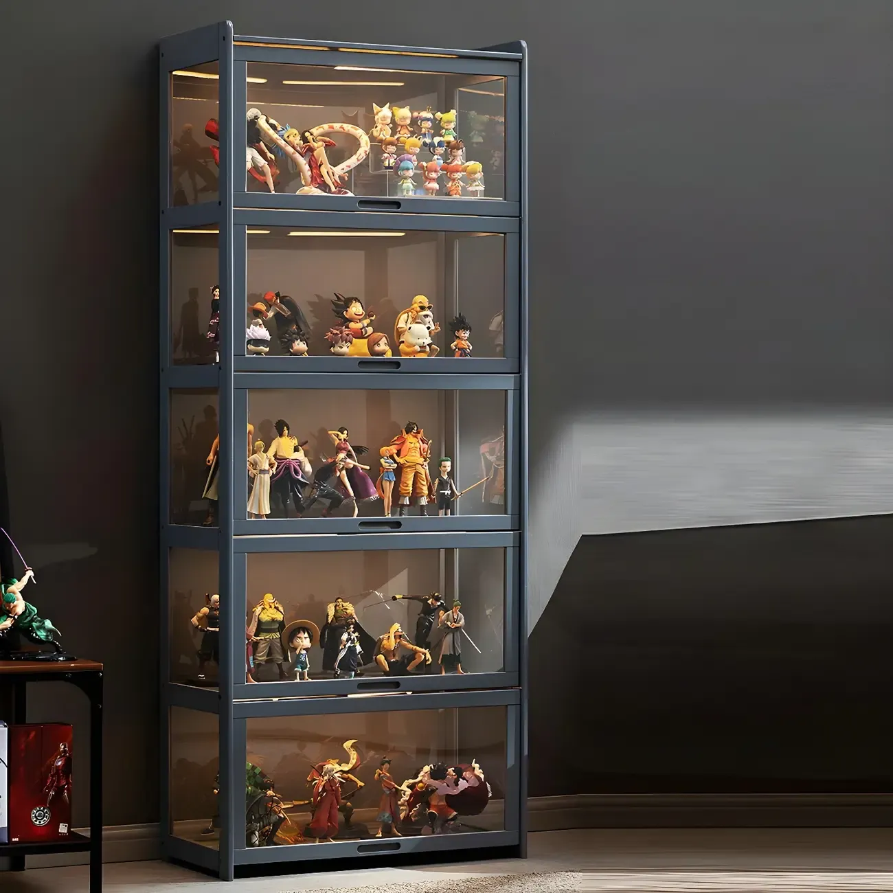 Rustic Natural Bamboo Corner Curio Display Cabinet Image - 5