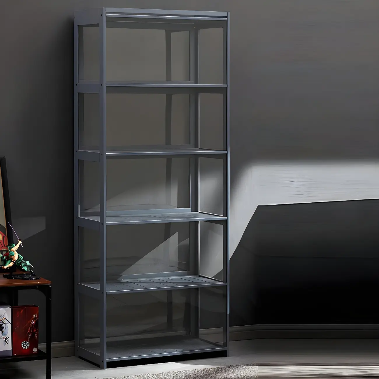 Rustic Natural Bamboo Corner Curio Display Cabinet Image - 8 | homeyfad