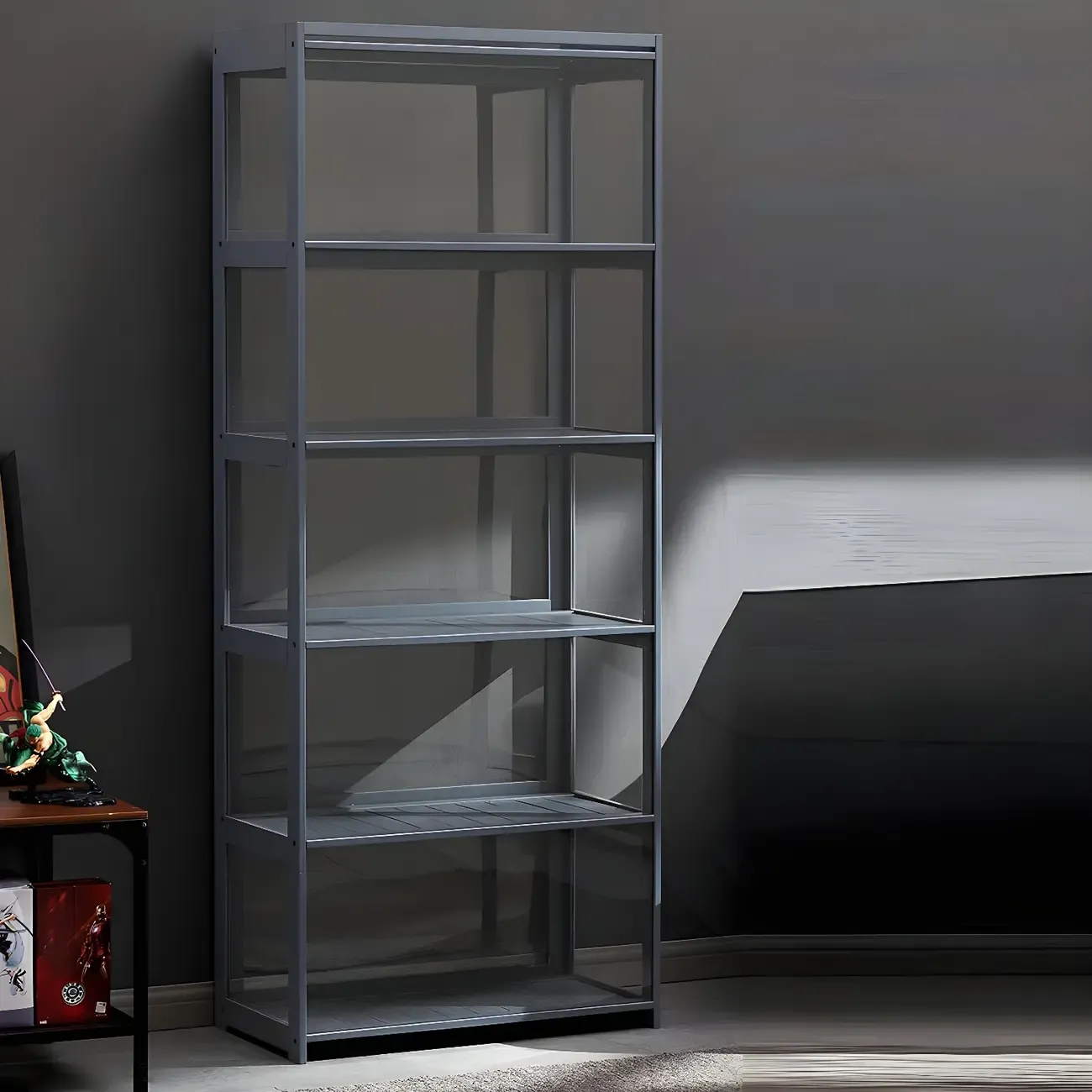 Rustic Natural Bamboo Corner Curio Display Cabinet Image - 8