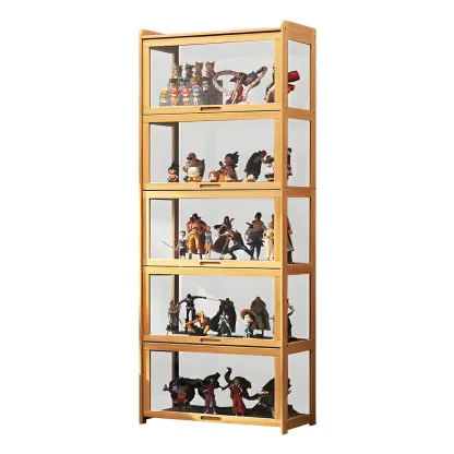 Rustic Natural Bamboo Corner Curio Display Cabinet Image - 9