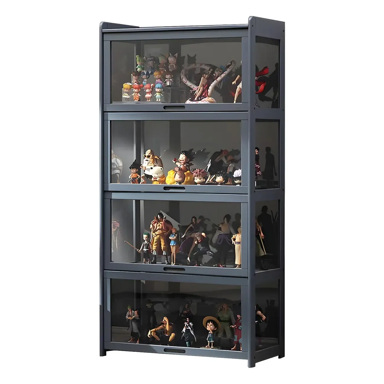 Rustic Natural Bamboo Corner Curio Display Cabinet Image - 10