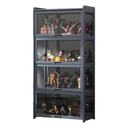 Rustic Natural Bamboo Corner Curio Display Cabinet Image - 10