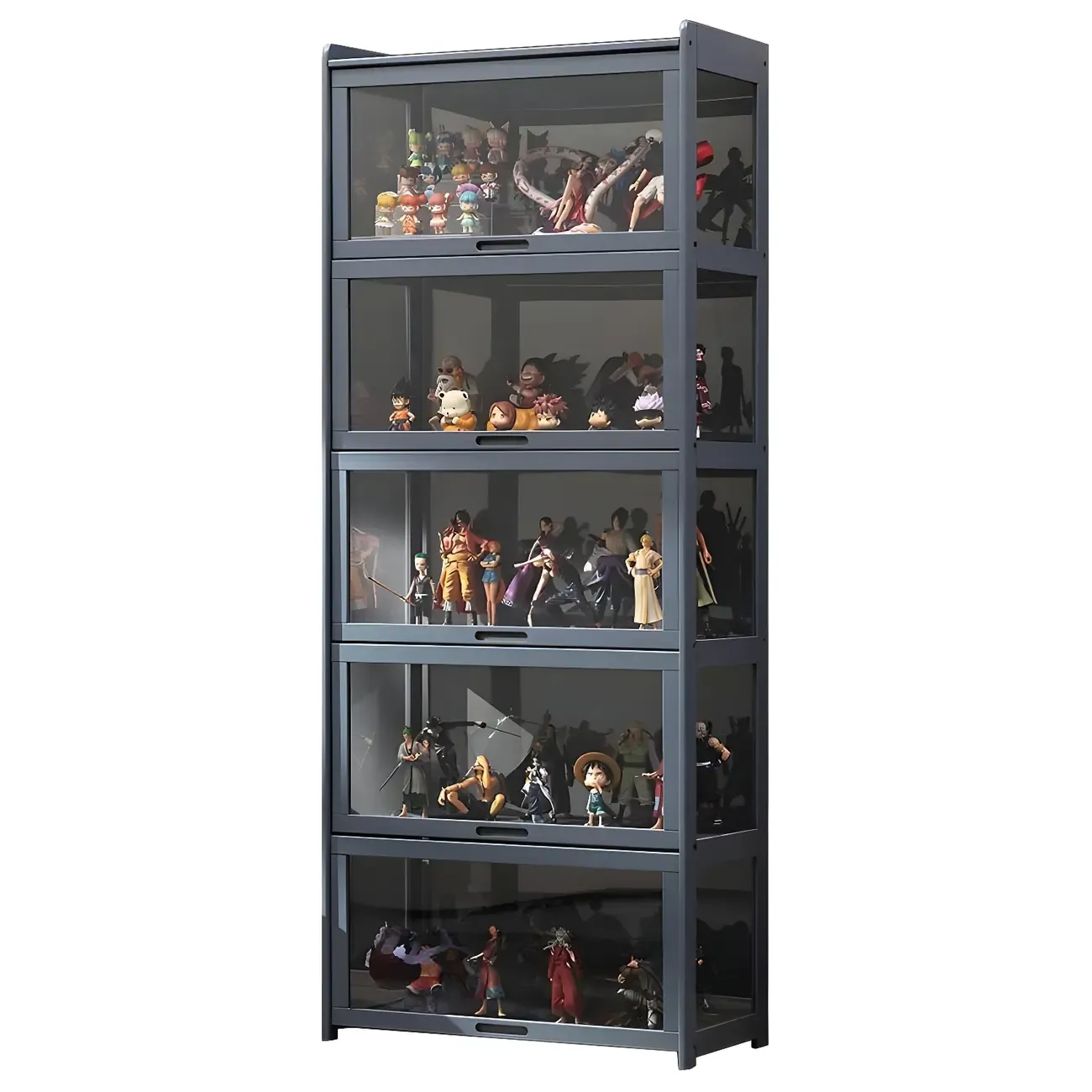 Rustic Natural Bamboo Corner Curio Display Cabinet Image - 11