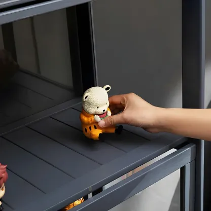 Rustic Natural Bamboo Corner Curio Display Cabinet Image - 14