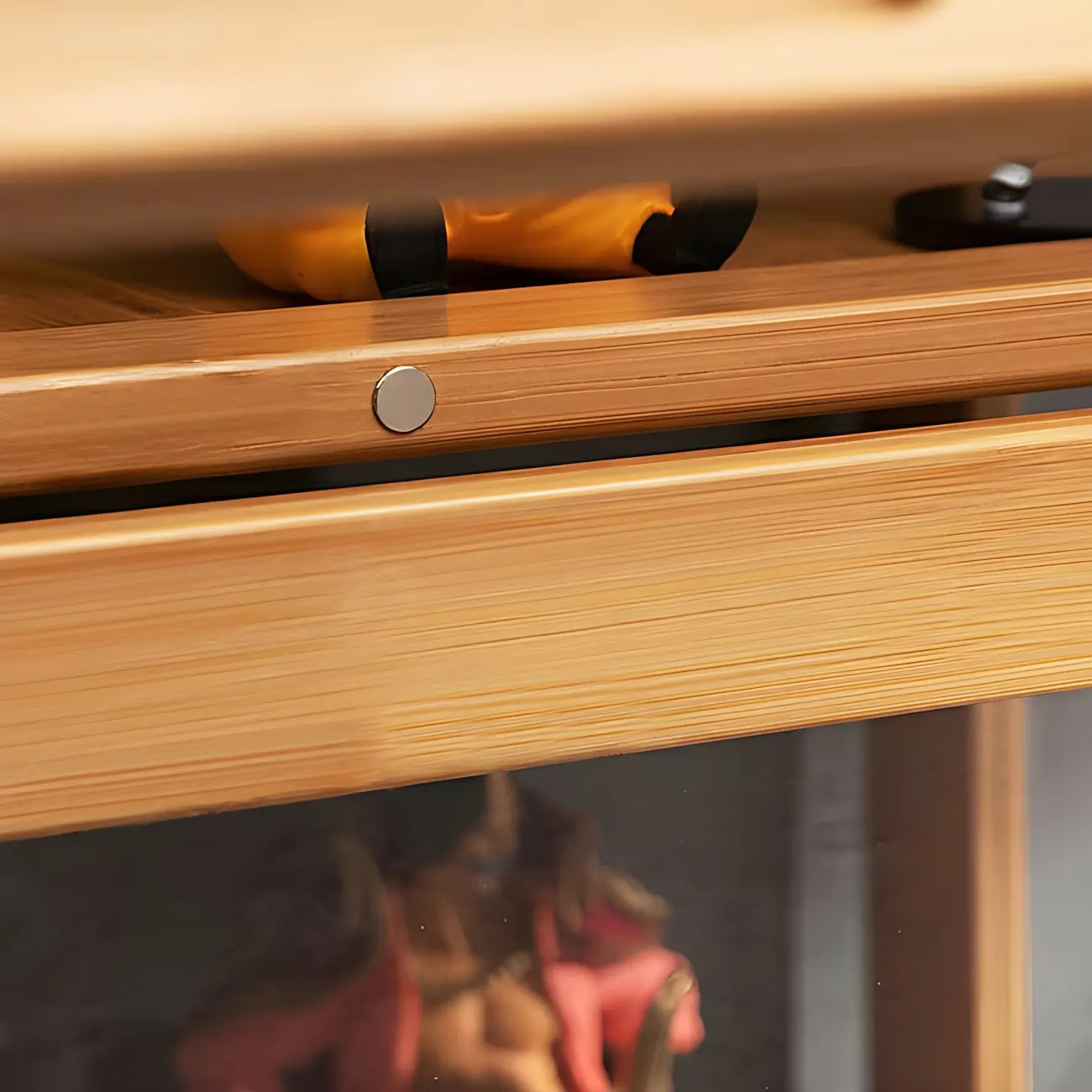 Rustic Natural Bamboo Corner Curio Display Cabinet Image - 15 | homeyfad