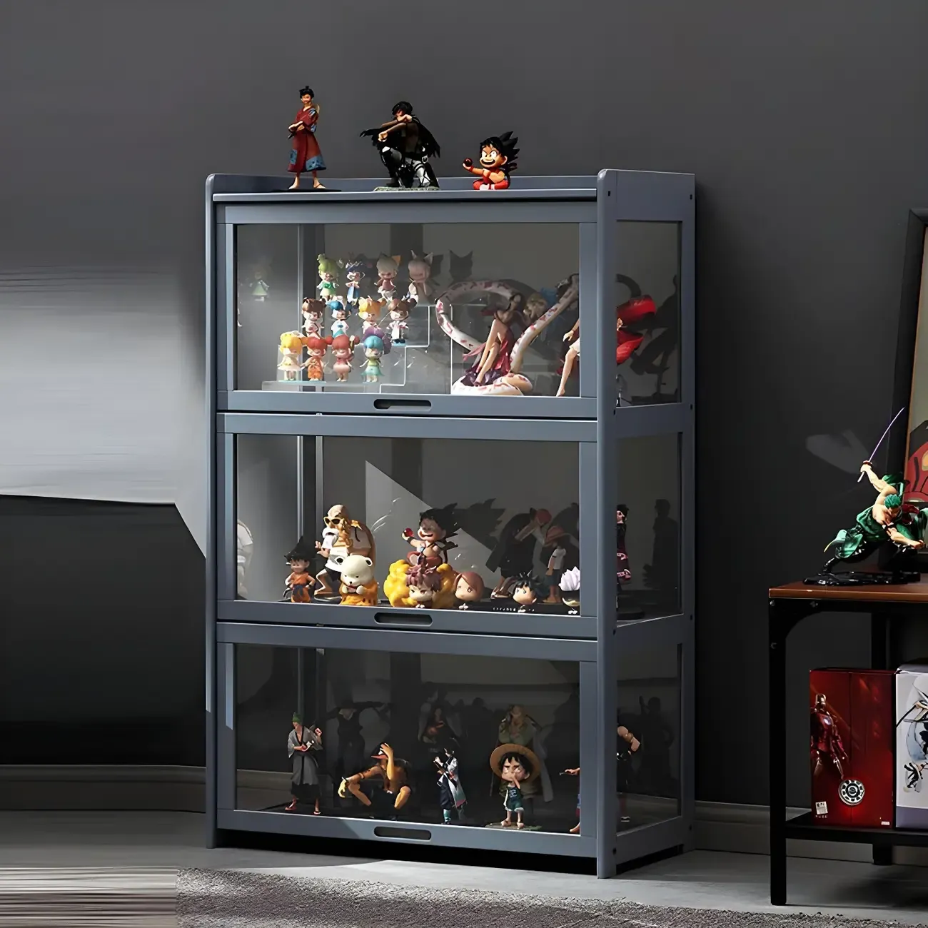 Rustic Natural Bamboo Corner Curio Display Cabinet Image - 19