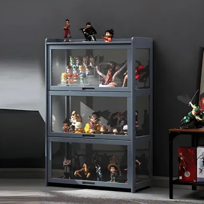 Rustic Natural Bamboo Corner Curio Display Cabinet Image - 19