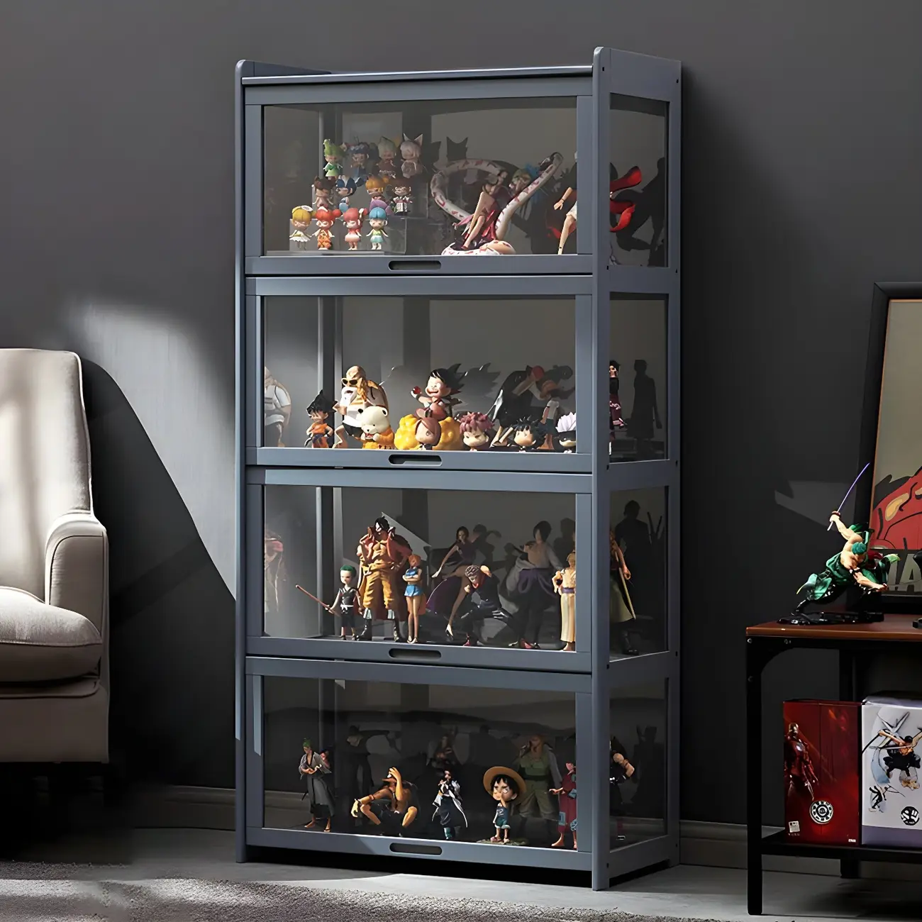 Rustic Natural Bamboo Corner Curio Display Cabinet Image - 20 | homeyfad