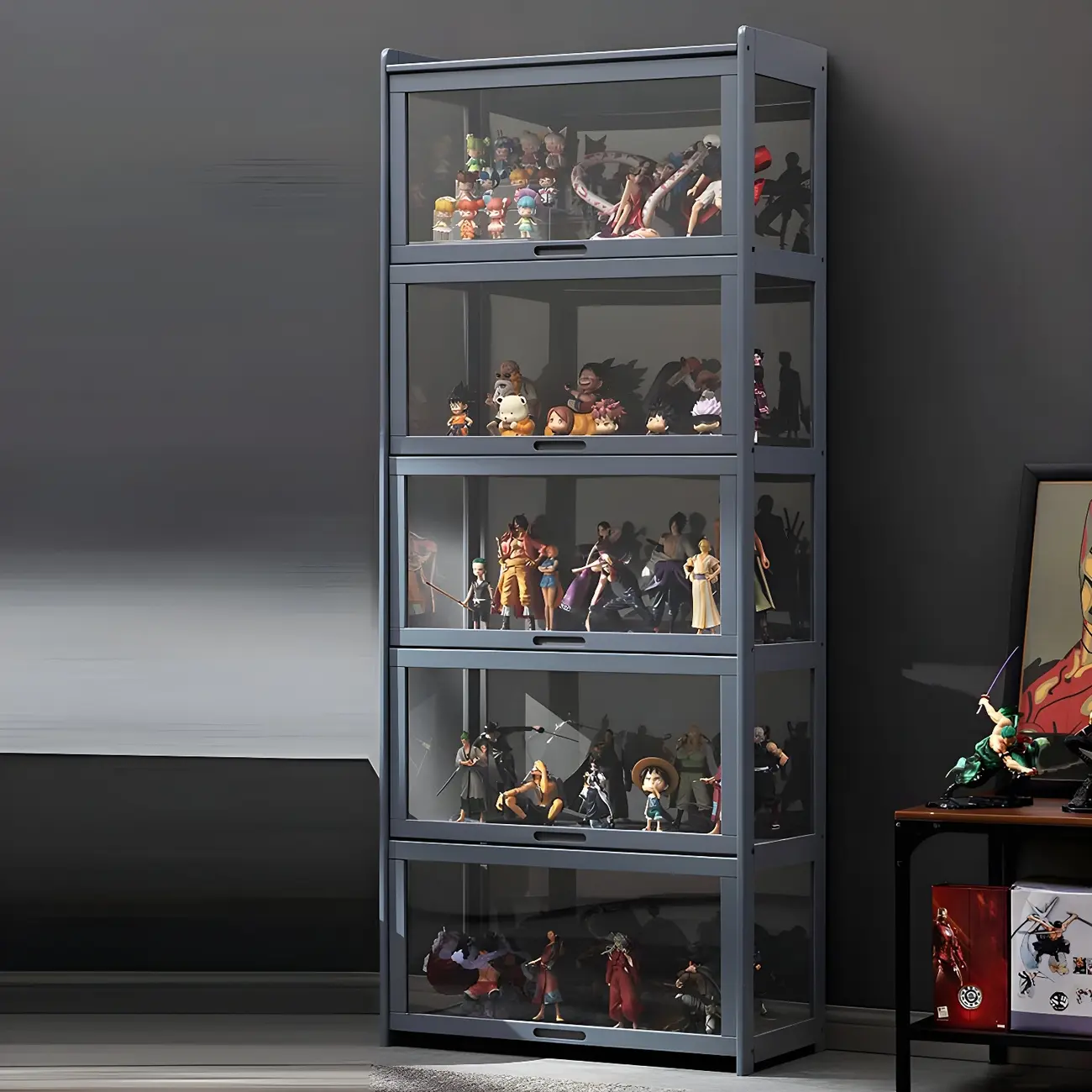 Rustic Natural Bamboo Corner Curio Display Cabinet Image - 21 | homeyfad