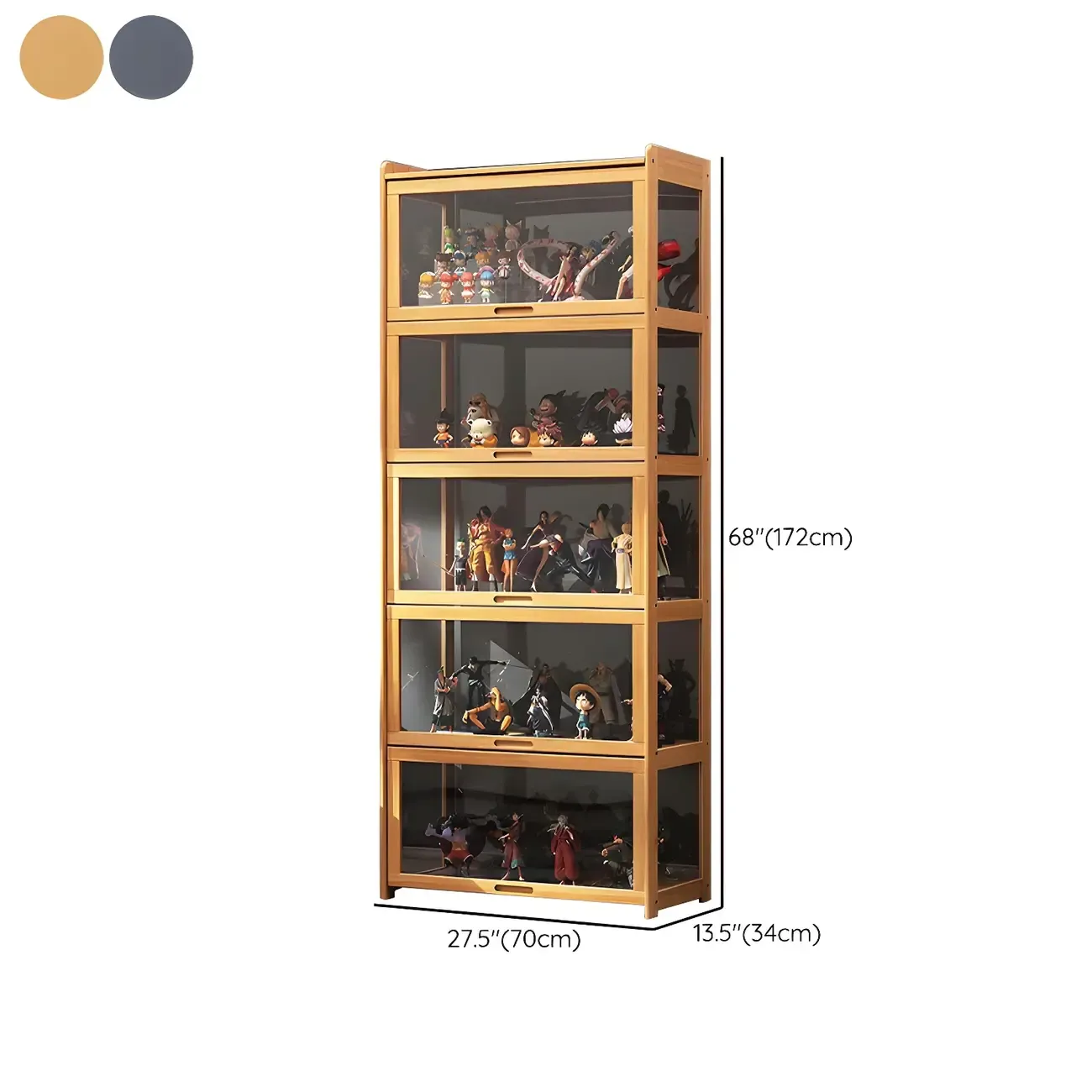 Rustic Natural Bamboo Corner Curio Display Cabinet Image - 24