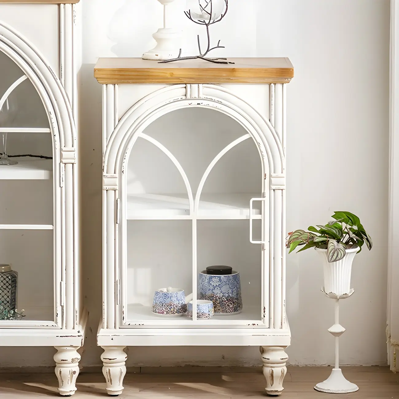 French Country Rectangular Metal Display Bookcase with Shelves Image - 1 | homeyfad