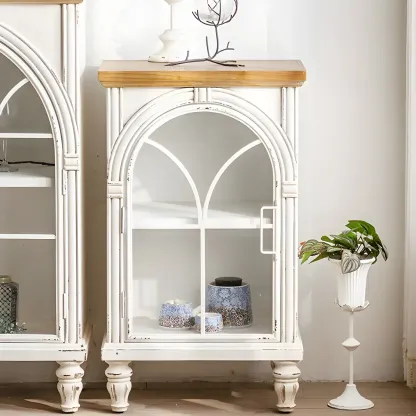 French Country Rectangular Metal Display Bookcase with Shelves Image - 1