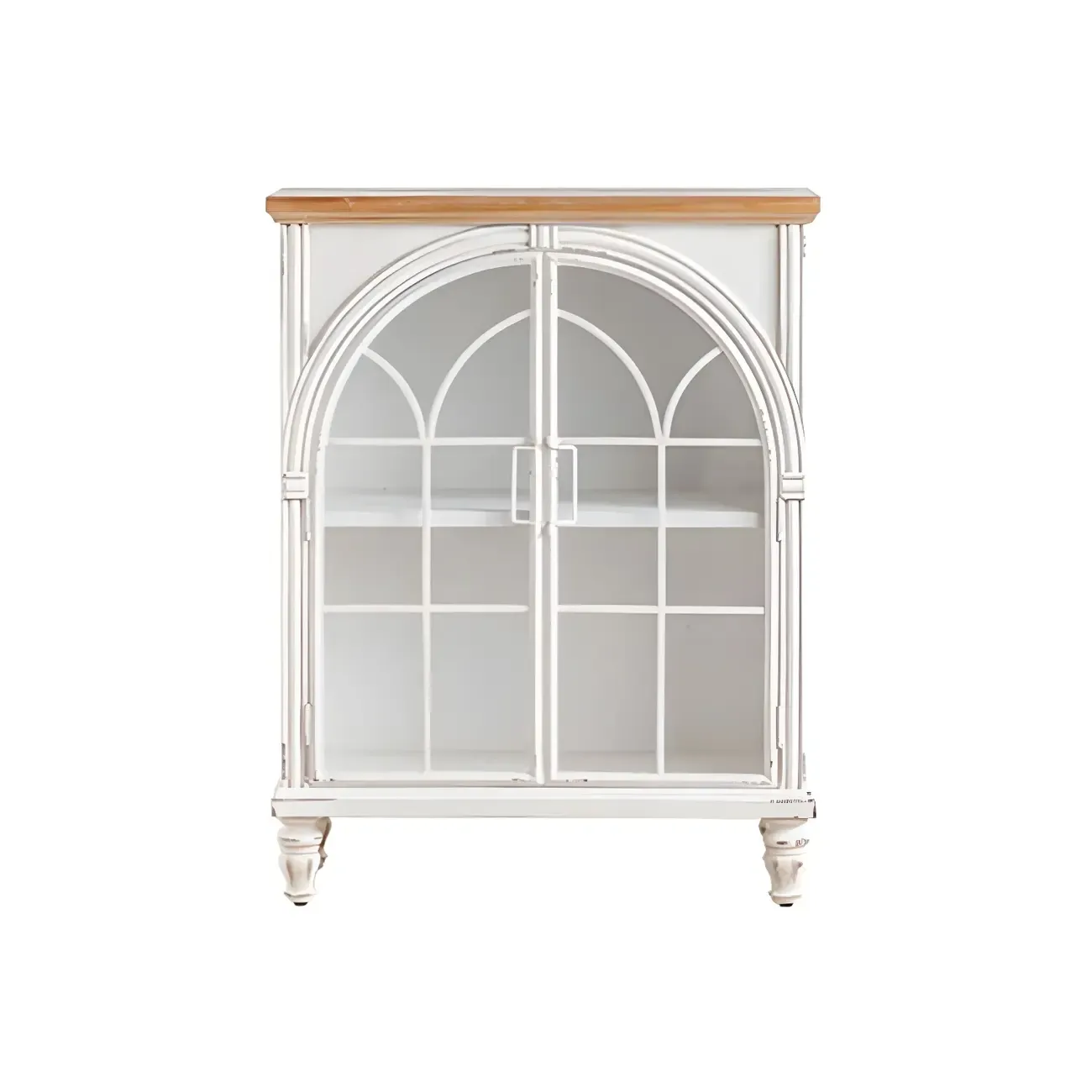 French Country Rectangular Metal Display Bookcase with Shelves Image - 5