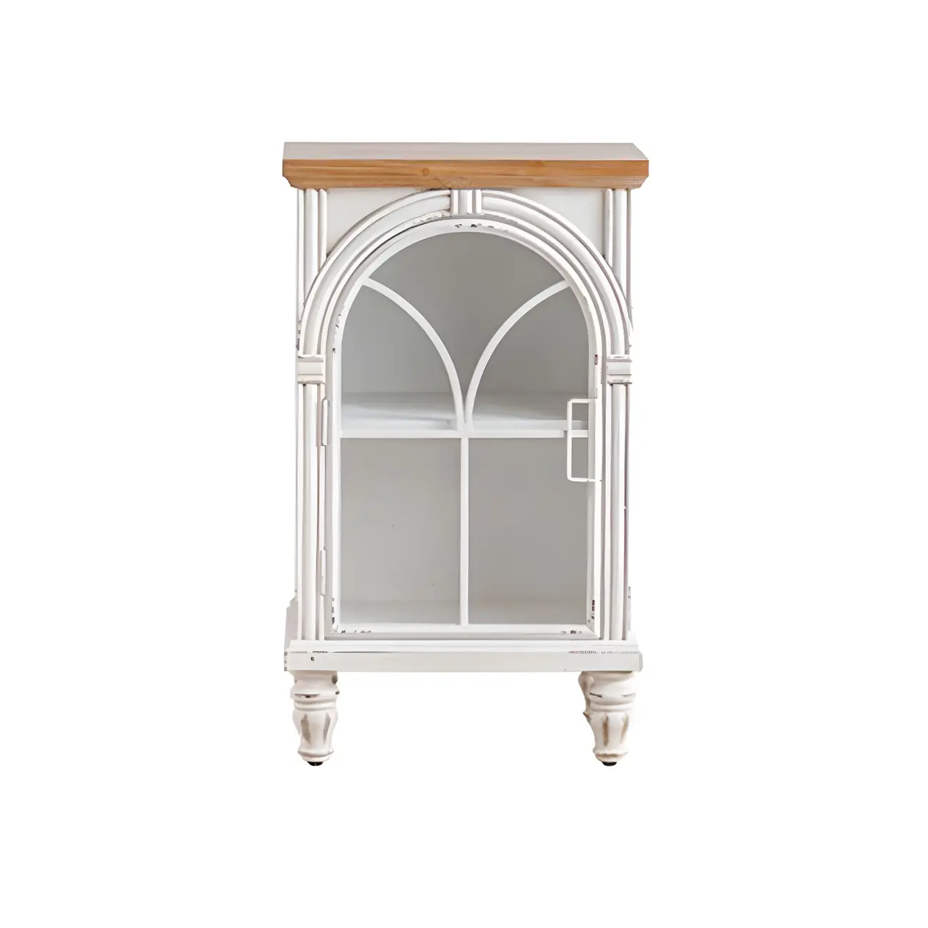 French Country Rectangular Metal Display Bookcase with Shelves Image - 4 | homeyfad