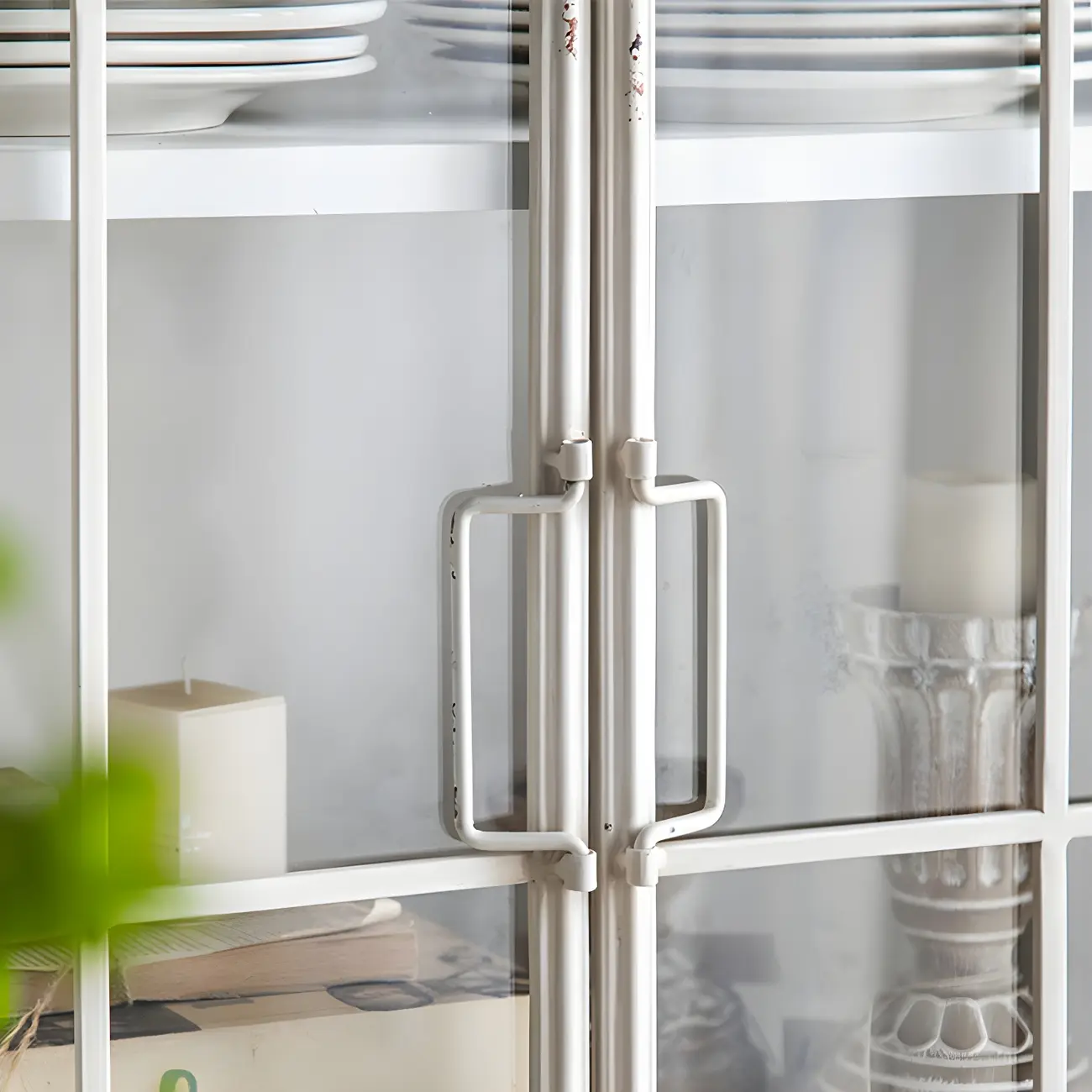 French Country Rectangular Metal Display Bookcase with Shelves Image - 10 | homeyfad