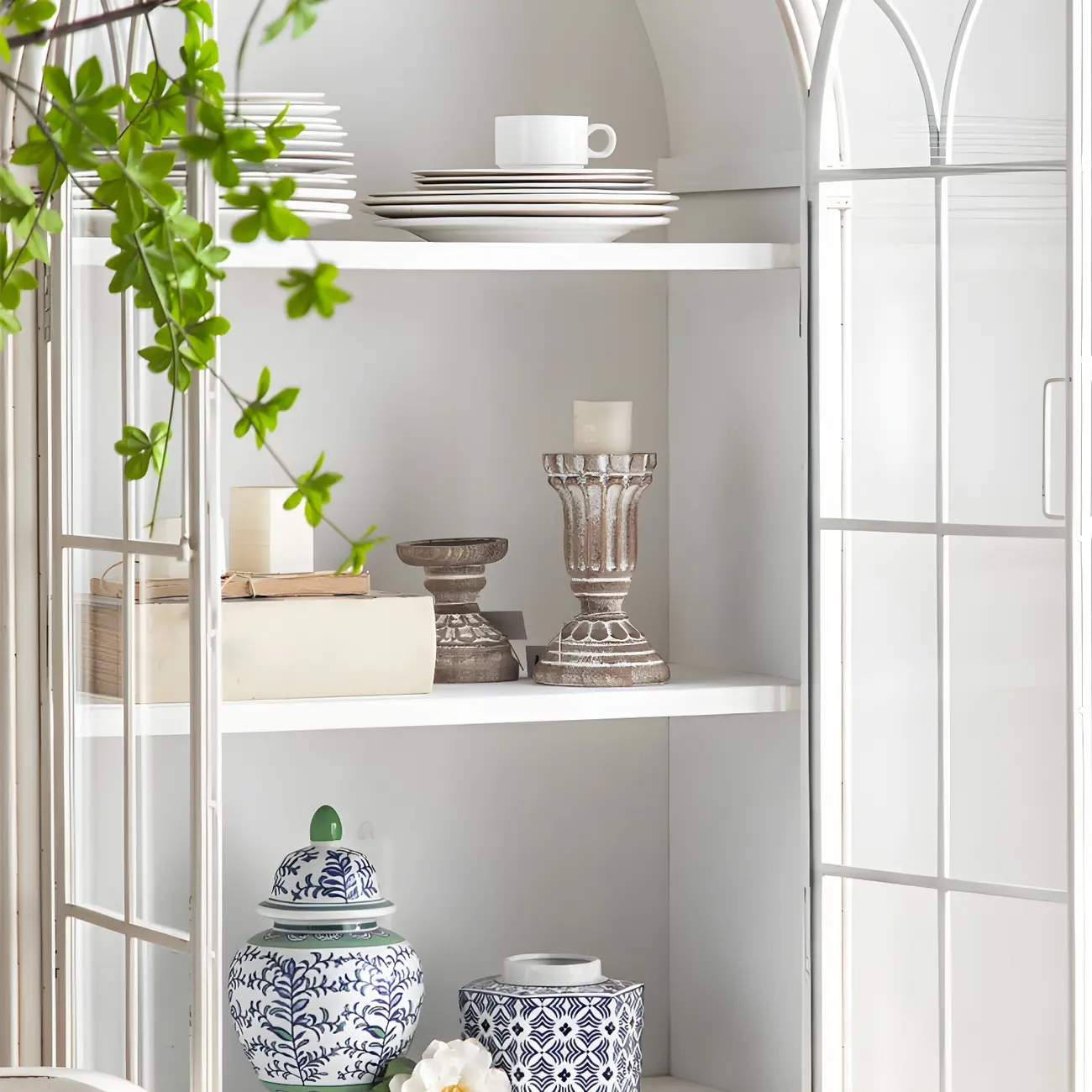 French Country Rectangular Metal Display Bookcase with Shelves Image - 9 | homeyfad