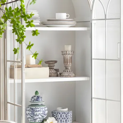 French Country Rectangular Metal Display Bookcase with Shelves Image - 9