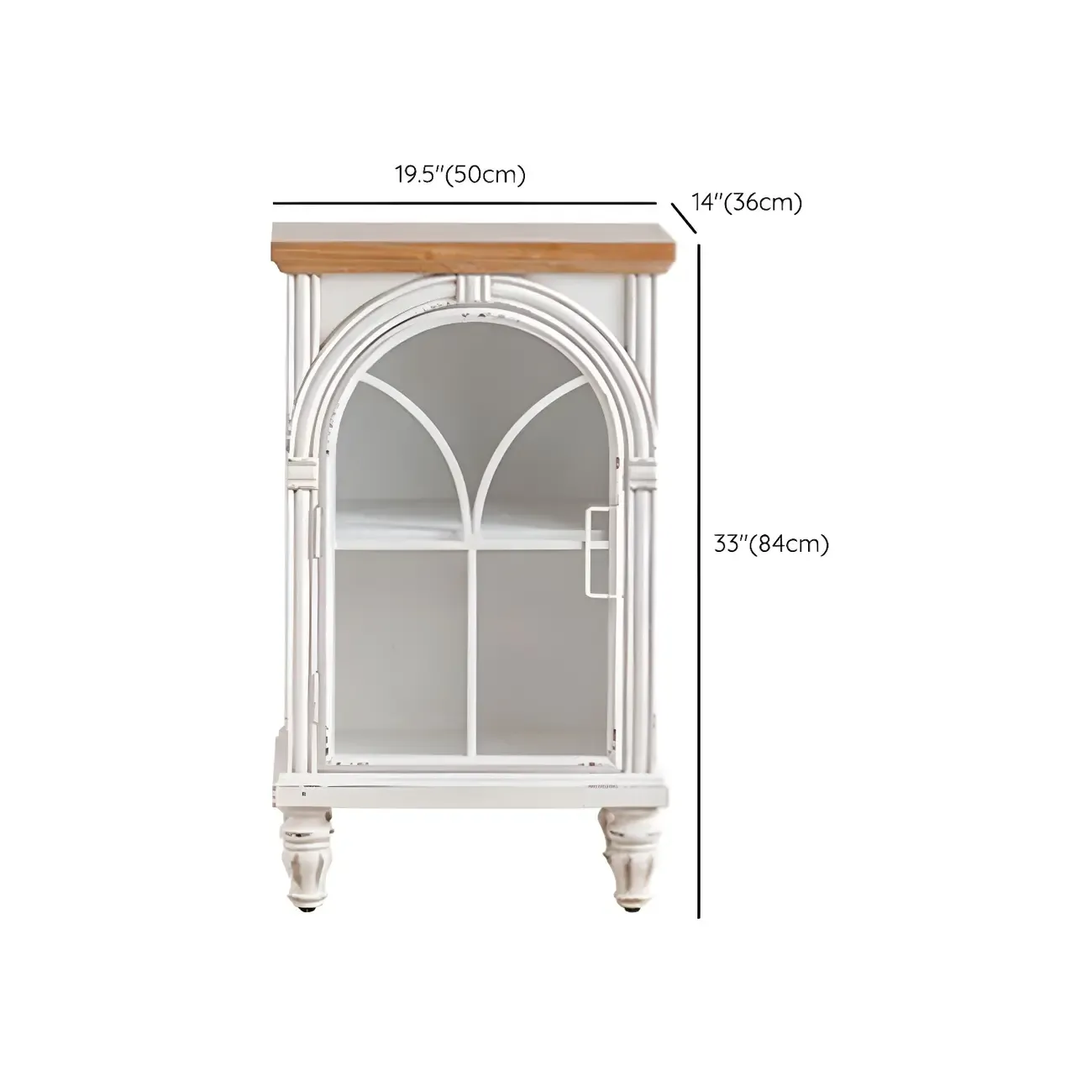 French Country Rectangular Metal Display Bookcase with Shelves #size