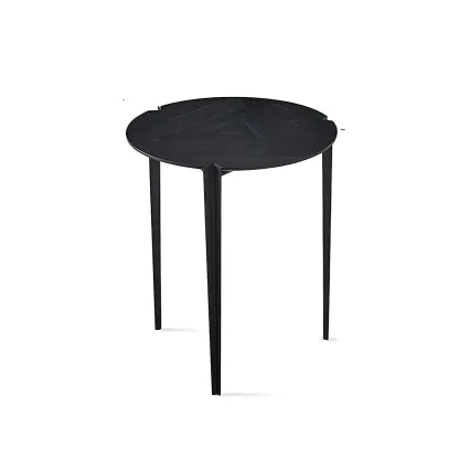 Black Scandinavian Chic Round Wood Coffee Table Image - 7