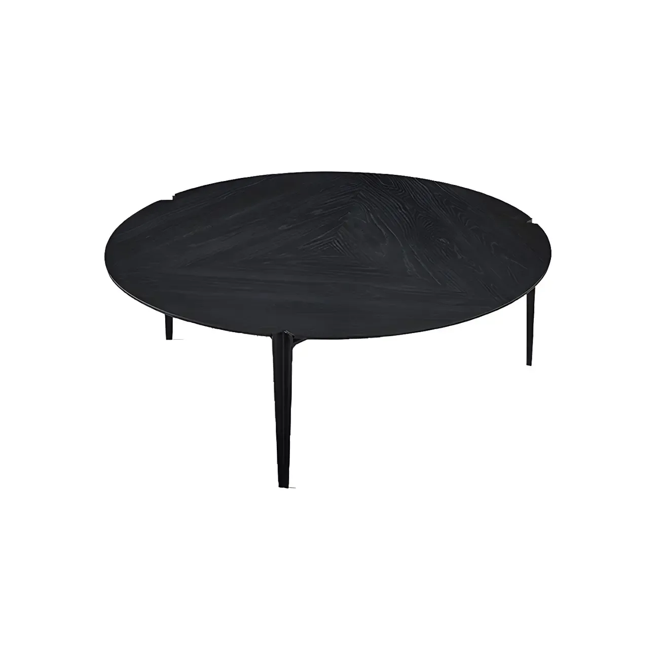 Black Scandinavian Chic Round Wood Coffee Table Image - 8