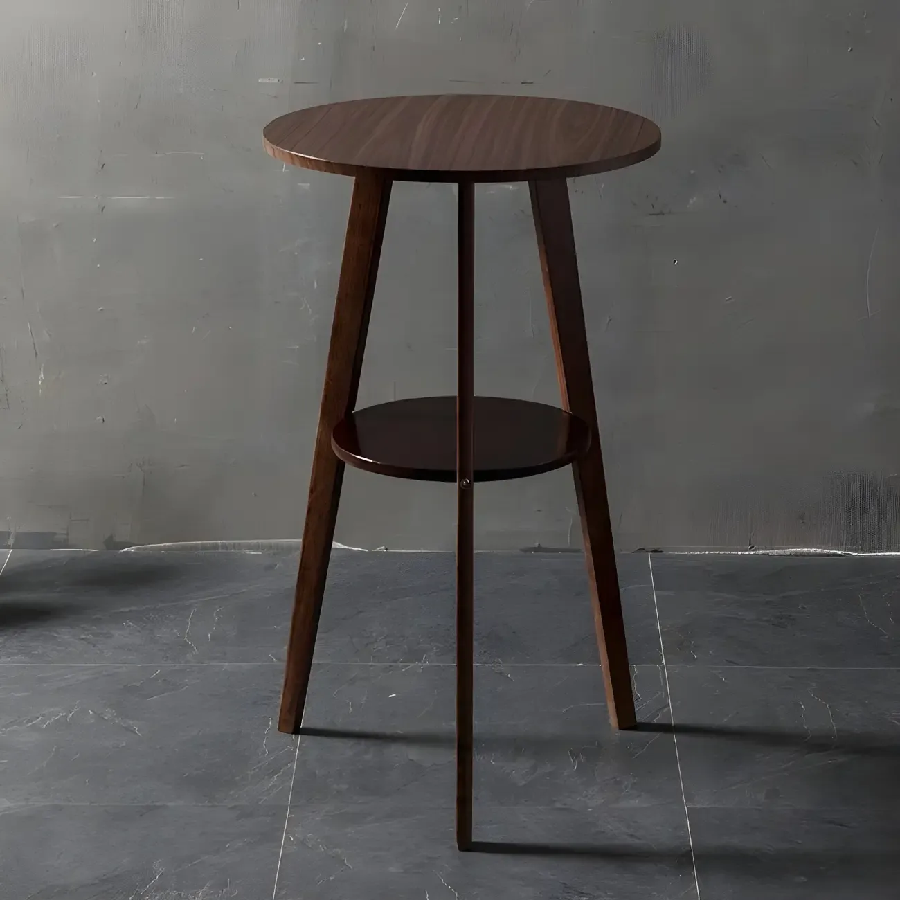 Modern Small Round Bar Height Wood Bar Table with Storage Image - 4