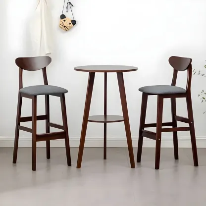 Modern Small Round Bar Height Wood Bar Table with Storage Image - 6