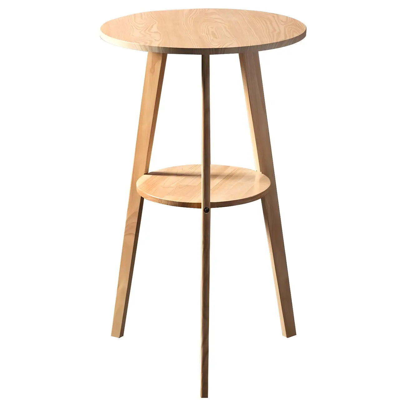 Modern Small Round Bar Height Wood Bar Table with Storage Image - 9 | homeyfad