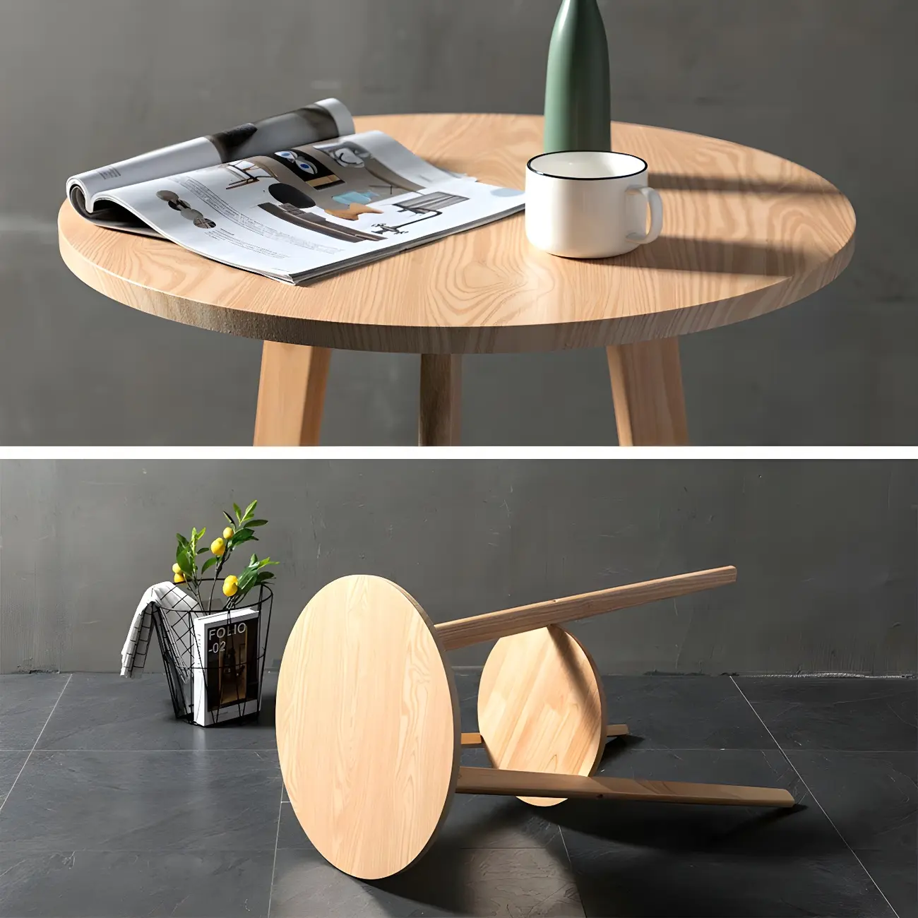 Modern Small Round Bar Height Wood Bar Table with Storage Image - 11 | homeyfad