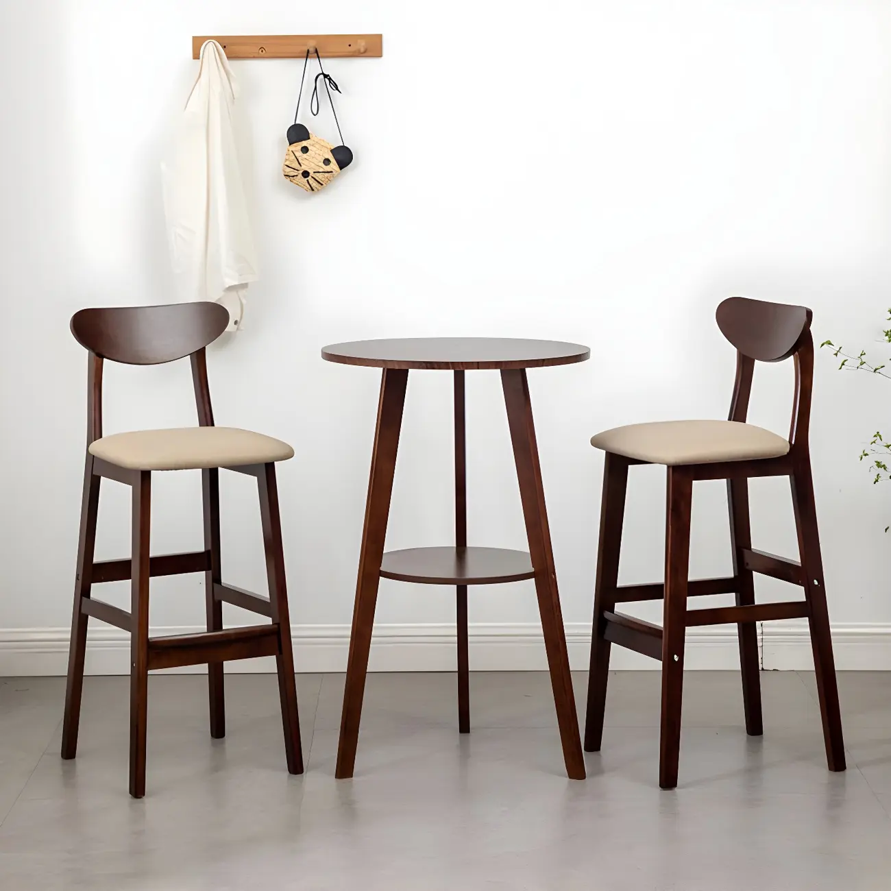 Modern Small Round Bar Height Wood Bar Table with Storage Image - 12 | homeyfad