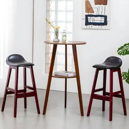 Modern Small Round Bar Height Wood Bar Table with Storage Image - 16